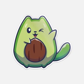 Cute Avocado Cat Cartoon Animal Car Bumper Vinyl Sticker Decal