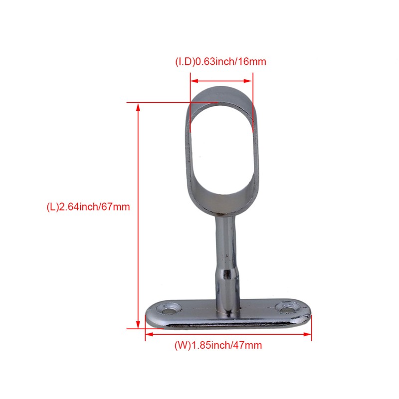 BQLZR 16mm Silver Zinc Alloy Chrome Plated Oval Wardrobe Closet