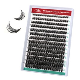 FADVAN Cluster Eyelash Extensions 280pcs 60D Lash Clusters DIY Lash Extensions Wispy Faux Mink Eyelash Clusters Mix 8-16mm D-Curly Individual Lashes