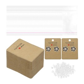 PATIKIL Earring Display Cards, 150 Pcs Rectangle Cardstock Earring Holder Blank Tags with Packaging Bags and Earring Backs for Earrings Hanging and Storaging, Brown