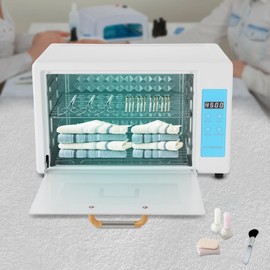 6 Gal Capacity Multi-Functional Nail Cleaner Box, 110V 230W U-V Light Multifunctional San-itizer, Ster-ilizer for Nail Tools, 167℉ Nail Dryer Machine (White+Blue)