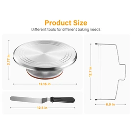 Kootek 22pcs Cake Decorating Supplies Kit, Baking Tools with 12" Aluminium Cake Turntable Rotating Cake Stand, Piping Bags and Tips Set, Icing Spatula, Cake Leveler, 3 Icing Scrapers for Mother's Day