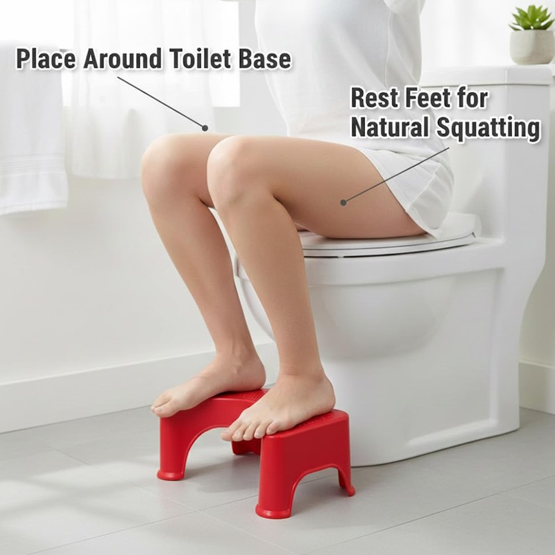 ASPIRE UK Squatting Toilet Stool White Red Ergonomic Toilet Footrest