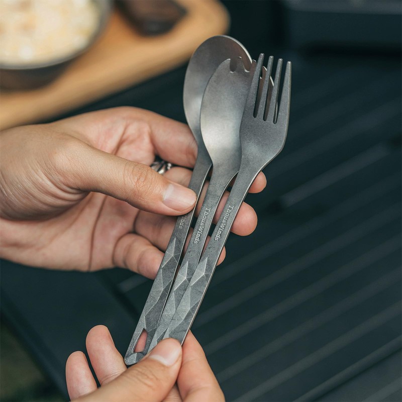 Thous Winds Cutlery, Titanium Fork Spoon, Sparking Spoon, Lightweight, Durable,