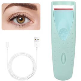 Longzhuo Curador de Pestañas Calentadas Tipo C,Carga de Rizadores de Pestañas Eléctricas de Larga Rizador de Pestañas, Portátil Efecto Rizador de Larga (Cian)