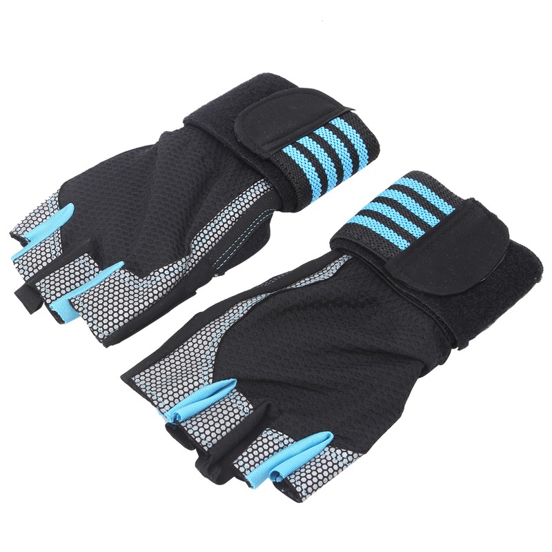 Half Finger Adjustable Cycling ShockAbsorbing Gloves AntiSlip Bicycle Gloves Blue(Blue