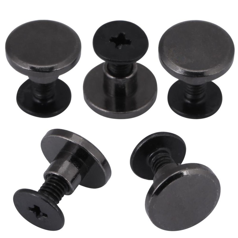 20 Pcs Rivets for Leather Work, Black Chicago Screws Brass
