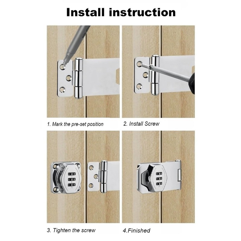 Mechanical Password Combination Rotary Hasp Latch Locks, Keyless Door Security