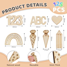 HOLDLEAF 125 Stück Streudeko Einschulung Holz 2025, Deko Schulanfang ABC, 123, Regenbogen, Herz & Bleistift – Tischdeko Einschulung für Schulkind Feier