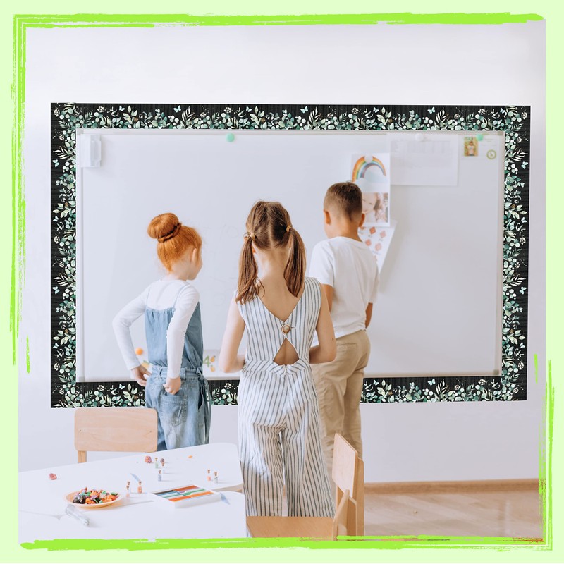 60 Feet Bulletin Board Borders, Greenery Straight Rolled Border Trim