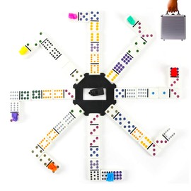 KAILE Max Size Large Mexican Train Dominos Game Set, 91 Tiles Double 12 Color Dots Dominoes Set for Travel Dominoes Game with Aluminum Case