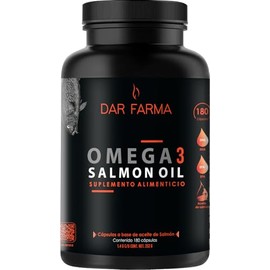 Omega 3-1400mg por Cápsula - Aceite de Salmon - EPA y DHA - 180 Cápsulas para 6 Meses - Omega-3 - Fish Oil Salmon Oil - Darfarma