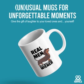 Real Men Play With Their Wiener Funny Dachshund Weiner Dog Dad Gift Husband Dog Lover Gifts Novelty Drinkware Ceramic Mug 11 oz Whte