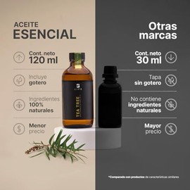 Aceite Esencial con Ingredientes Puros y Naturales, Aromalogía de 120 ml. Aceite Esencial Árbol de té (Tea tree), B Life.