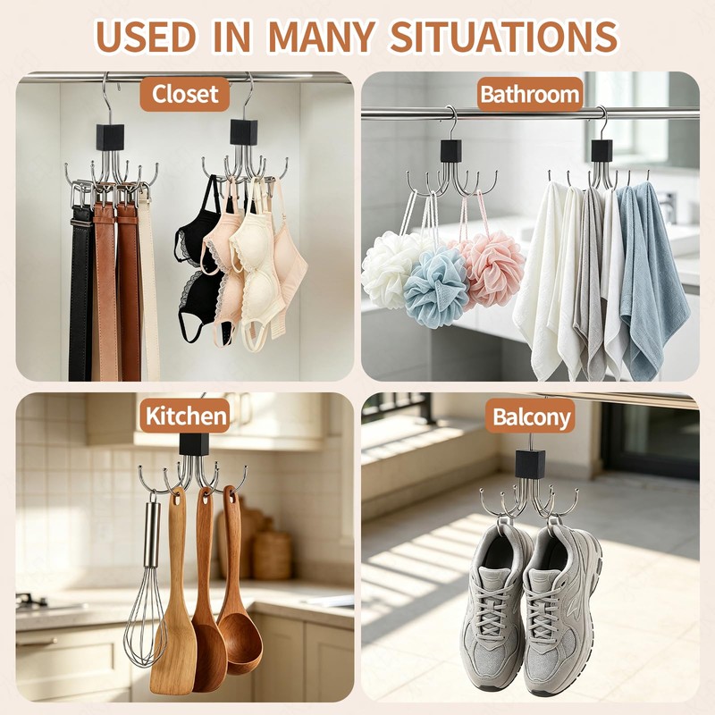 2PCS Belt Hanger for Closet, 12-Hooks Belt Organizer for Max
