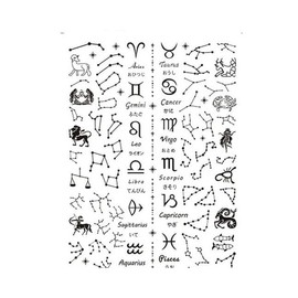 Zodiac Sign Latin Name Signs Nail Stickers R086 Black Nail Wraps Art Stickers Manicure Supplies for Women for Home Nails Full Long Lasting Easy Apply and Remove