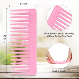 Patelai Large Wide Tooth Detangling Comb for Curly, Wet or Dry Hair - No Handle Styling and Shampoo Detangler (Cyan, Pink)
