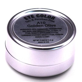 Pure Ziva Golden Olive Army Green Sage Shimmering Pressed Powder Single Vegan Eyeshadow; Talc, Paraben & Cruelty Free