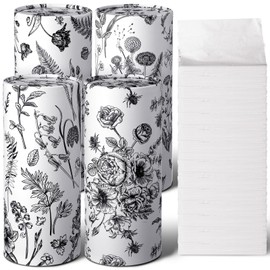 Zonon 4 Pcs Vintage Floral Car Tissue Cylinder with 240 Sheets 3 Ply Facial Tissue Bulk Round Tissues Holder Box Travel Tubes for Car Cup Holder Round Container