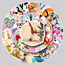 Yoga Sticker Set 50 Pieces Cute Decoration for Car Laptop Skateboard Bicycle Moped Motorcycle Bicycle Computer Suitable for Adults Children