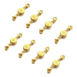 Mizeer Magnetic Necklace Clasps and Closures Locking Magnetic Jewelry Clasp Bracelet Extender for Jewelry Making 8pcs Gold