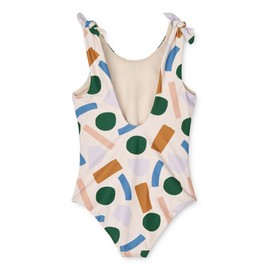 LDIOIF Girls Bathing Suit One Piece Swim Suits Bowknot Beach Wear Quick Dry Sunsuit Paint Stroke Swimwear UV Protection 3-4T