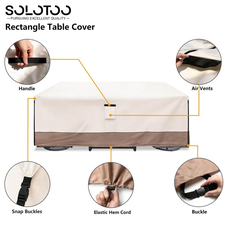 Rectangle Outdoor Table Cover Waterproof, 111" W x 74" D