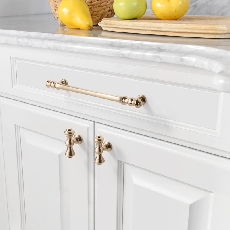 Asidrama 10 Pack 6.3 Inch(160mm) Brushed Brass Kitchen Cabinet Handles,