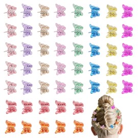 50 Pcs Butterfly Hair Claw Clips for Women Colorful Glitter Mini Hair Accessories in Assorted Colors (Glitter)