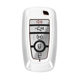 Hoolcar Key Fob Cover Case Key Holder Shell Remote Control Smart Key Fob Protector Compatible with 2018-2022 Ford F150 Explorer, 2021-2022 Ford Bronco, White