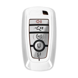 Hoolcar Key Fob Cover Case Key Holder Shell Remote Control Smart Key Fob Protector Compatible with 2018-2022 Ford F150 Explorer, 2021-2022 Ford Bronco, White