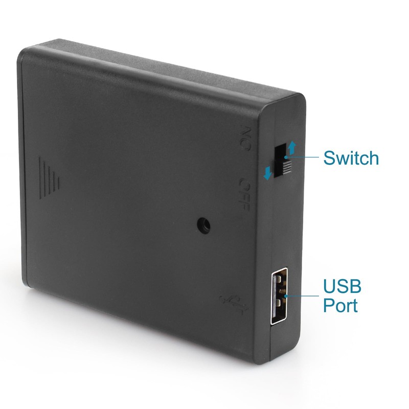 VWEICYY 2 PCS 4 AA Battery Holder with USB Port,