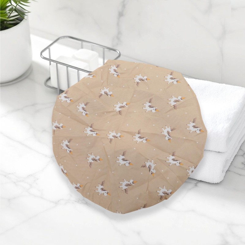 VOCOSTE Shower Cap Hair Cap Pony Pattern Double Layer Waterproof