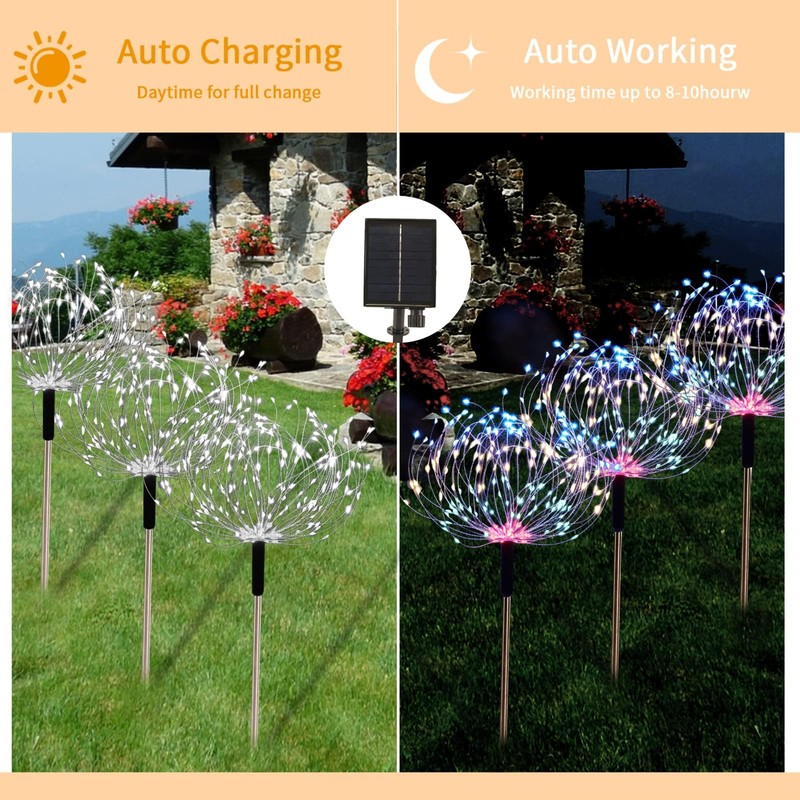 5 Pack Outdoor Solar Garden Lights, Solar Firework Light 600