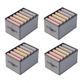 GIB cleaningtool Closet Organizers and Storage,6 Large Grids Closet Storage with Handles,Closet Organizer and Storage for Jeans, Sweater, Shirt & More(Grey, 4 Pack)