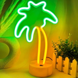 VIFULIN Green Palm Tree Neon Sign for Bedroom, LED Palm Tree Lamp, USB/Battery Operated, Small