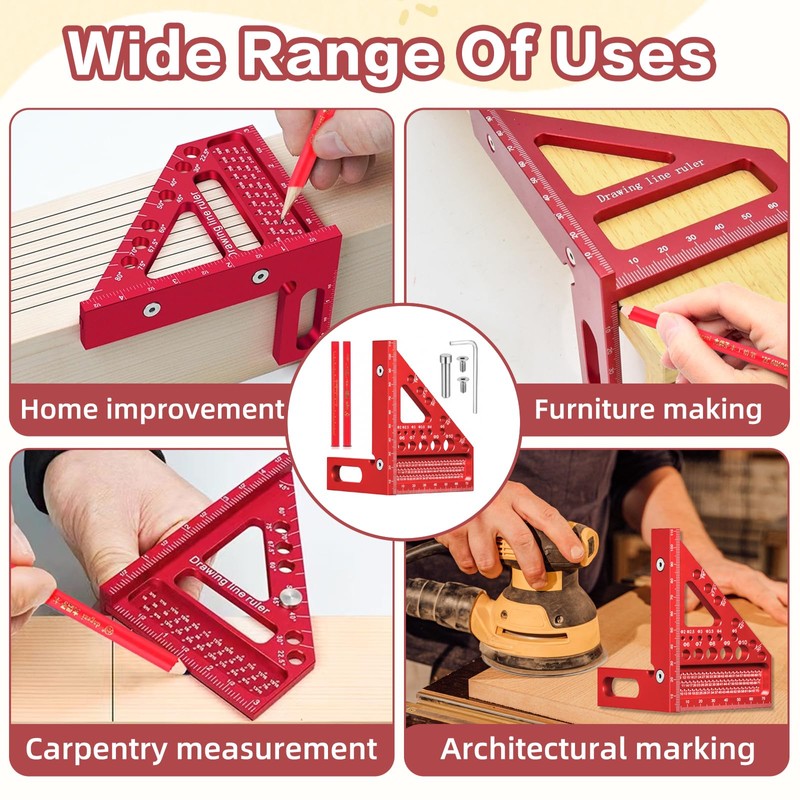 TPTGIAR 3D Mitre Angle Multifunctional, 22.5-90 Angle Aluminium Alloy Protractor,