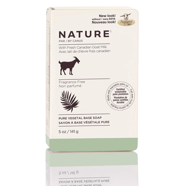 Nature by Canus Bar Soap With Fresh Canadian Goat Milk Vitamin A B3 Potassium Zinc and Selenium, Fragrance Free, 5 Ounce