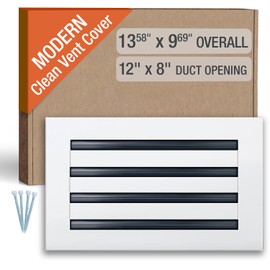 FA-STAR Clean Modern AC Vent Cover 12 x 8 (Duct Opening Cutout) - Decorative White Air Vent - Standard Linear Slot Diffuser - Register Grille for Ceiling, Walls & Floors - All Aluminium