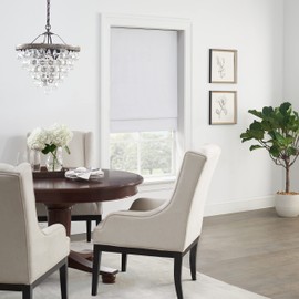 ECLIPSE Faux Silk Roman Shade for Windows, Cordless 100% Blackout Shades 36 in Wide x 64 in Long, Noise Reducing, Energy Efficient and Solid Silk-Like Window Shades for Living Room, Bedroom, White