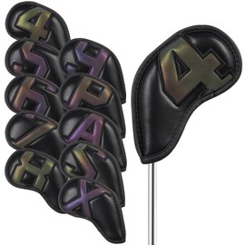 Craftsman Golf Magnetic Closure 10pcs/set Black Iron Headcover with Large Gradient Color No. on Both Sides