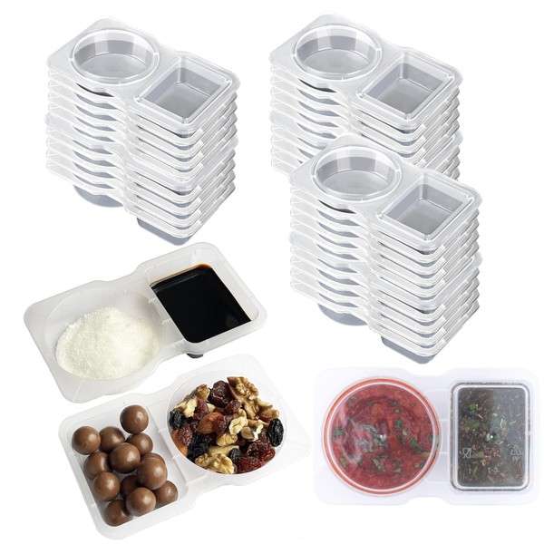 Skoxkoc Double Compartment Snack Containers with Lids - 30 Sets