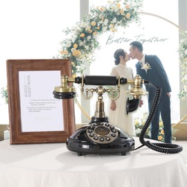 Vintage Audio Guest Book Wedding Phone,DIY Original Audio GuestBook,Polaroid Audio Messages GuestBook Phone for Wedding/Baby Shower/Retirement/Graduation/Birthday Party(Black)