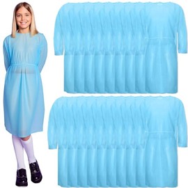 Paquete de 20 Batas Desechables de Aislamiento, EPI, Batas largas Azules con puños elásticos para Uso doméstico, médico, Dental, Belleza, Tatuajes y L