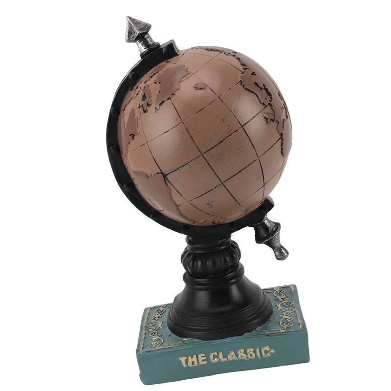 Globe Clock Decorative Desk Ornament Resin World Map Clock with