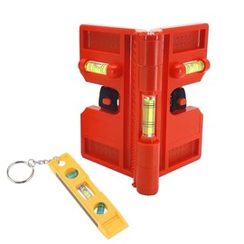 YFaith Post Spirit Level, Magnetic Angle Spirit Level, Portable Magnetic Spirit Level, Adjustable Angle, Red, with Mini Spirit Level, for Use in Building Construction, Carpentry, Fence Construction