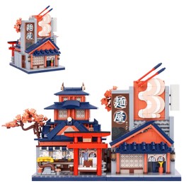 Oichy Japanese Street View Building Blocks Noodle Shop Model Kit House Building Blocks Simulation Restaurant Architecture Set Openable Constructions Toys Gift for Adults (Ramen Shop)