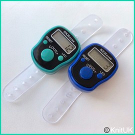 KnitUK Tally Counter - LED Backlight. Pack of 2. Teal and Blue Digital Knitting Row Counters.
