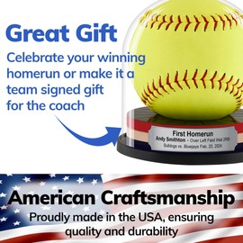 Balldome Softball Display Case for 12 Inch Ball or 11 inch Ball, UV Protected Softball Display, Softball Holders for Display, Softball Case Display for Balls, Softball Ball Holder, Softball Holders