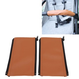 Stroller Handle Sleeve, Stroller Armrest Handle Covers Glazed 2pcs Elastic Grip Bar Protection for Daily Use (Brown)